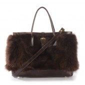 Fox  Fur Tote Bag with Leather